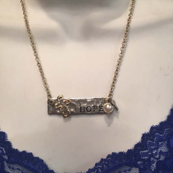 HOPE cross pearl pendant NWT - Picture 3 of 6